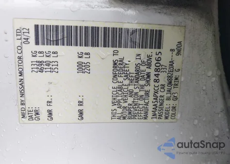 2012 Nissan Maxima 3.5 S from USA, damaged, VIN 1N4AA5APXCC848065